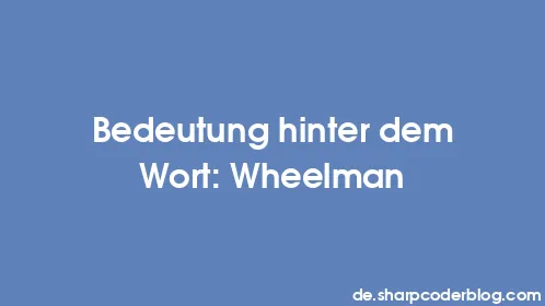 Bedeutung hinter dem Wort: Wheelman - Thumbnail