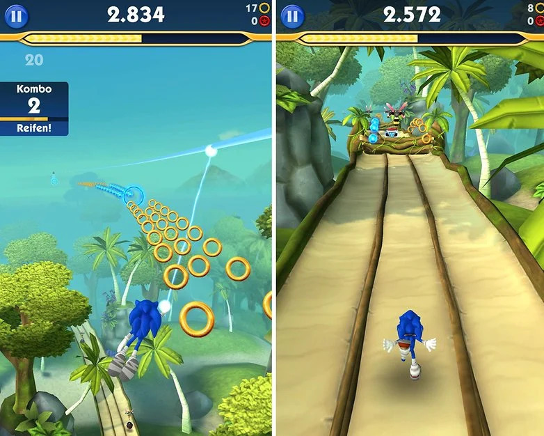 Endless Runner Sonic-Spiel für Android.